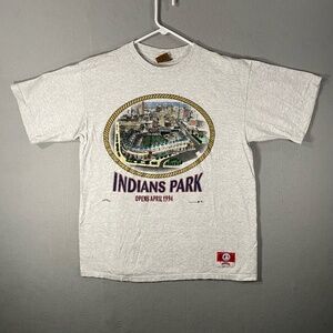 Vintage Indians Park Opens 1994 Cleveland Stadium T Shirt Nutmeg USA Made XL